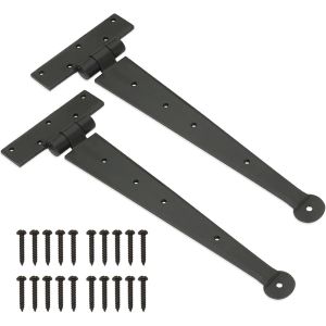Lot De Charni&egrave;res Solides En T En Fer Forg&eacute; &Agrave; La Main En Cire D'Abeille Noire De 30,5 Cm &iquest; Id&eacute;al Pour Portail En Bois,Abri De Jardin,Portes De Grange Outdooe - Neuf
