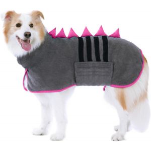 Jgd-Microfibre S&eacute;chage Rapide Peignoir Pour Chien, Peignoir Chien Super Absorbante, Peignoir Pour Animaux Pour Le Bain, La Natation & La Marche Mouill&eacute;e (Gris-Rose, Xxl) - Neuf