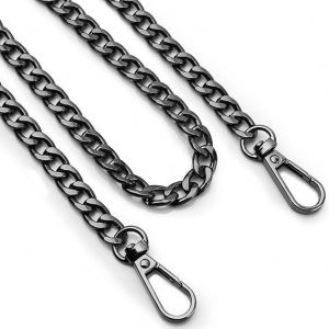 Chaîne de sac en métal noir, 120 cm, sangle de rechange avec boucles, sangle en métal pour sac à main, sac à bandoulière, sac à main, sac à bandoulière, artisanat - Neuf