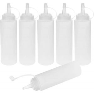 Eryi-Bouteille Sauce, Recipient Sauce, 6 Pcs 250ml Bouteille À Condiments, Bouteille De Sauce,8oz Presser Les Bouteilles, Transparent Flacon Souple En Plastique Pour La Peinture, La Cuisson, Le Ketch - Neuf