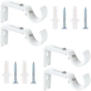 Lot de 4 supports de tringle à rideaux réglables-Support mural en métal avec vis et perçage-Convient pour chambre à coucher,armoires,salle de bain,maison,bureau - Neuf
