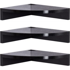 Lot de 3 étagères d'angle suspendues en bois rustique flottant avec trou pour fil de fer - Style vintage maison de campagne - Pour chambre à coucher, salon - Blanc - Neuf