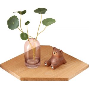 CAUC-Etagere d'angle Bois Massif, Etagere d`Angle Flottante en Ch&ecirc;ne avec Trou m&eacute;tallique pour c&acirc;ble, Petite Etagere d'angle Murale pour Plantes, Chambre &agrave; Coucher, Salon, Cuisine - Neuf
