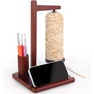 Mevronisshop-D&eacute;vidoir &Agrave; Laine, Porte-Fil Magn&eacute;tique Pour Le Crochet, Bobineuse En Bois Multifonctionnelle Avec Support T&eacute;l&eacute;phone Rotatif, D&eacute;vidoir &Agrave; Laine En Bois, Porte-Laine Rotatif Pour Le Tricot - Neuf