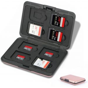 KALANKA-Étui pour Cartes Mémoire 16 Emplacements Résistant à l'eau, 8 SD + 8 Micro SD Cards, Boîte Plastique pour Micro SD SDXC SDHC TF (Rose) - Neuf