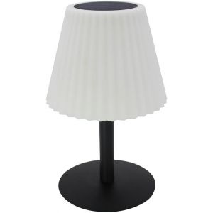 Subzonal-Lampe De Table Solaire 2 En 1 &Agrave; Planter Ou &Agrave; Poser Pied Metal Abat-Jour Ondul&eacute; Led Blanc Dimmable Bouffant H62cm - Neuf