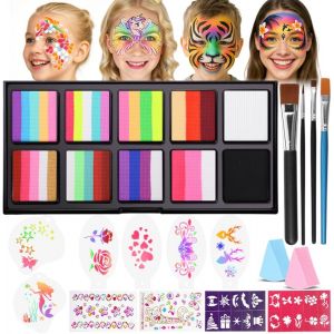 Kalanka-Palette Maquillage Enfant, Peinture Visage Couleur Macaron, Peinture Corporelle, Kit Maquillage Enfant Pour Carnaval Halloween P&acirc;ques No&euml;l Cosplay F&ecirc;te D'anniversaire - Neuf