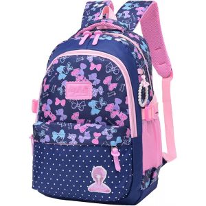 CHECARZHN--NO1-Sac À Dos Pour Filles, Cartable Fille Primaire, Sac D'École Décontracté Léger Imperméable Joli N?ud Imprimé Sac À Dos De Voyage Pour Enfants Âgées De 8 9 10 11 12 Ans - Neuf