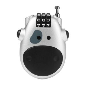 Serrure codée télescopique Cartoon Cow Lock avec câble en acier rétractable - Neuf