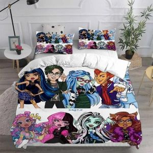 Parure De Lit Avec Housse De Couette Et Motif De Dessin Anime Monster High En 3d, Impression Numérique, Cadeau Idéal Pour Garcon S Et Filles - Neuf