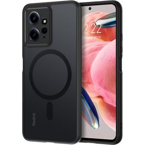 Coque Pour Xiaomi Redmi Note 12 4g Magn&eacute;tique Etui Avec Protection Antichoc,Dos Mat Translucide Anti Rayures Doux Housse Xiaomi Redmi Note 12 4g-Noir - Neuf