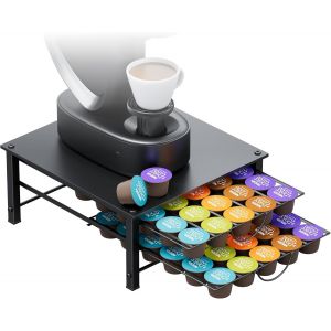 Porte Capsule pour Dolce Gusto,Tiroir de Rangement 60 Capsules,Support Dosettes 2 Niveaux en Métal,Range Capsules avec Pieds Antidérapants pour Petit Espace de Comptoir - Neuf