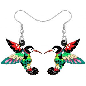 Kal-Boucles D'oreilles Colibri Acrylique Oiseaux Pendentif Colibri Bijoux De Mode Pour Femmes Filles Charms Cadeaux D'été - Neuf