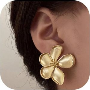 Meimie-Boucle D'oreille Clip,Or Boucle D Oreille Clip Femme-Fleur Clips Oreilles Non Percées Grosse Boucle D'oreille Femme Hypoallergénique Pendante Faux Piercing Oreille - Neuf