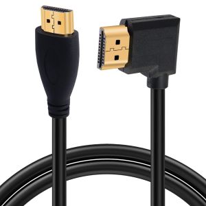 C&acirc;ble HDMI 4K 1.4,coud&eacute; HDMI m&acirc;le vers m&acirc;le 4K @ 30 Hz,connecteur plaqu&eacute; or,prise en charge ARC,3D,Ethernet,pour TV HD,Lactop,PC,projecteur-Noir (1 m) (droit/gauche) - Neuf