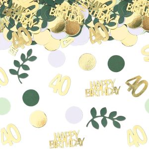 Confettis 40e anniversaire d&iquest;&iquest;coration 2,5 - 5,5 cm, d&iquest;&iquest;coration de table 40e anniversaire femmes hommes, 40 ans d&iquest;&iquest;coration &iquest;&iquest; disperser anniversaire vert, 40e anniversaire d&iquest;&iquest;coration serpentins - Neuf