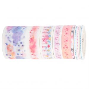Hjlian Lot De 9 Rubans Adhesifs Decoratifs Colores Pour Boite Cadeau, Decoration En Papier Pour Bricolage (Licorne) - Neuf