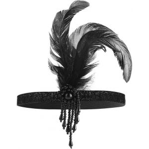Kalvd-Bandeau À Clapet Des Années 1920 Bandeau Élastique Des Années 1920 Accessoires Pour Cheveux Femmes Filles Bandeau En Cristal À Plumes Vintage Pour Costume Bal - Neuf