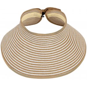 Chapeaux De Soleil Pour Les Femmes Large Bord Roll-Up Paille Visi&egrave;re Chapeau - Taille Unique Beige Et Blanc M&eacute;lange De Plage L'&eacute;t&eacute;, Mode - Neuf