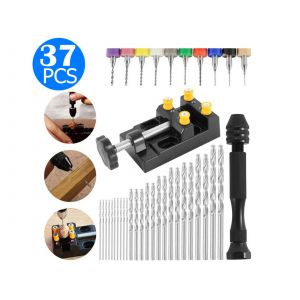 Kit de perceuse &agrave; main &agrave; monter soi-m&ecirc;me avec &eacute;tau &agrave; broches, &eacute;tau d'&eacute;tabli et forets h&eacute;lico&iuml;daux - Neuf