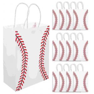 12pcs Sports Th&eacute;matique Sacs En Papier Portable Baseball Tote Bag Football Impression Cadeau Emballage Sacs Party Favor - Neuf