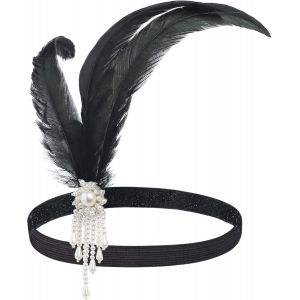 Bandeau De Gatsby Cristal Bandeau Années 1920 Plume Bandeau Gatsby Clapet Charleston Accessoires Blanc Vintage Bandeau - Neuf