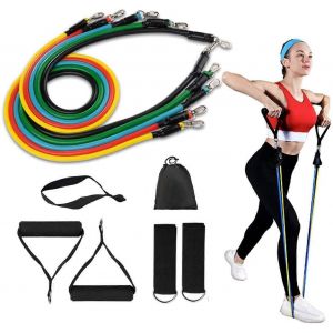 Bandes De Résistance Ensemble De Bandes De Résistance Avec 5 Tubes De Fitness,Sangles De Pied,Poignées,Ancrages De Porte - Neuf