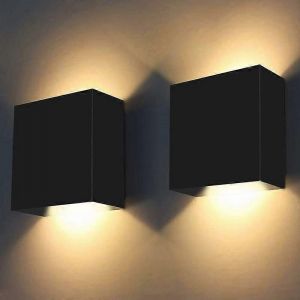 2pcs Applique Murale Intérieure,6w L Applique Led Intérieure,Applique Murale Décorative Moderne Blanc Chaud 3000k Pour Chambre À Coucher,Salon,Hôtel,Escalier,Allée (Blac - Neuf