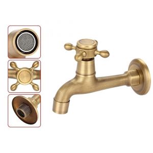 Robinet d'&eacute;vier de cuisine, salle de bain, robinet mural en laiton antique vintage, bouton pivotant, robinets d'eau - Neuf