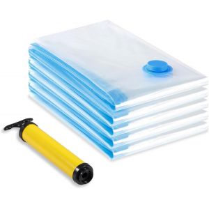 YEMAESRE-SacRangement Sous Vide Aspirateur, Lot De 5 (60 X 80Cm) Sac Vetement Reutilisable, Housse De Rangement Sous Vide Couettes Avec Pompe Manuelle - Neuf