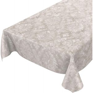 SJZG-Nappe En Toile Cirée Lavable Pour Le Jardin, De Forme Ronde, Ovale Ou Rectangulaire, Pour L`Intérieur Et L`Extérieur, Motif Baroque Vrillé, Beige-Gris Clair, 180 X 140 Cm - Neuf