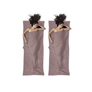 Lot De 2 Draps De Couchage Pour Camping Et Voyage - Marron, 210 X 75 Cm, Polyester, Sacs De Transport Inclus - Neuf
