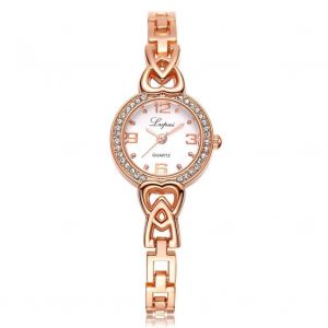 Lvpai Femmes Simple Casual Quartz Analogique Montre Ronde Bracelet Montre-Bracelet (Or Rose + Blanc) - Neuf