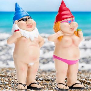 Mevronisshop-Statue Nain De Jardin, D&eacute;coration De Statue De Nain En R&eacute;sine D&eacute;coration De Statue De Jardin Gnome Ornement De Nain De Jardin Pour D&eacute;coration De Pelouse, Int&eacute;rieure Ou Ext&eacute;rieure (Couple - Neuf