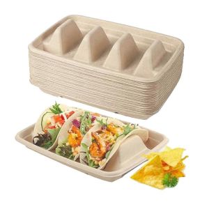 50 pi&egrave;ces Porte-tacos jetable biod&eacute;gradable - Neuf