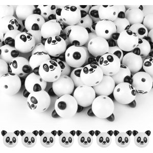 Lahnao Lot De 40 Perles En Bois Avec Visages-Boules Panda De 25 Mm Pour Bijoux Diy,Vers D'inquiétude Et Porte-Bonheur (Noi - Neuf