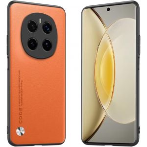 Kal-&Eacute;tui Adapt&eacute; &Agrave; Honor Magic7 Pro 5g (6.8""), Housse Coque En Cuir M&eacute;tallique De La S&eacute;rie Code - Orange - Neuf