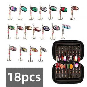 18pcs Leurres P&ecirc;che Bass Spinnerbait Kit M&eacute;tal Paillettes Spinner P&ecirc;che Leurres App&acirc;ts Hame&ccedil;ons Tackle Pour Bass Truite Perche Brochet Rotation Fishing-Good - Neuf