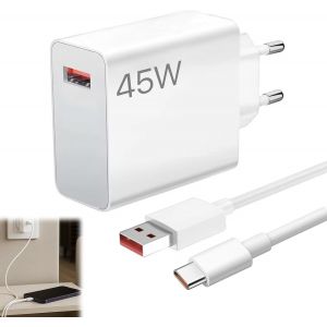 LORANKA-45W Chargeur avec 6A C&acirc;ble USB C 2m,Chargeurs USB C pour Pad 6 5 Note 14 13 12S 12 M6 Mi 10T Pro Lite,Turbo Chargeur pour Note 14 Pro,12 - Neuf