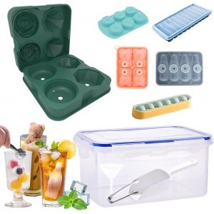 Kal-Bac A Glacon, 6pcs Bac Glacon Silicone Réutilisable, Diversification Moule En Silicone Convient Aux Boissons Aux Fruits Et Au Whisky, Avec Pince À Glace, Pelle À Glace Et Boîte De Rangement Pour - Neuf