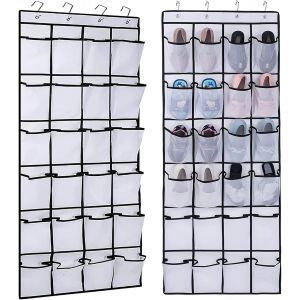 Kgabery-Organiseur De Chaussures À Suspendre-24 Poches Range Chaussures Avec Maille Po¿Rangement De Chaussures Avec 4crochetsur Armoire,Penderie,Dressing,Chambre D¿Enfant,Salle De Bain - Neuf