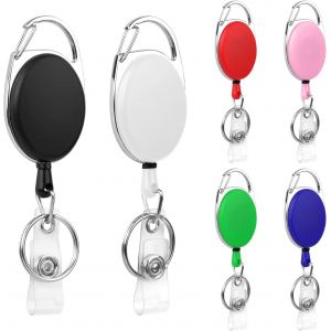 Porte Badge, 2Pcs Porte-clés Retractable, 65cm Enrouleur Retractable avec Ressort Renforcé et Cordon Résistant Pour Carte D'Identité, Bureau, école, Clés (Noir) - Neuf