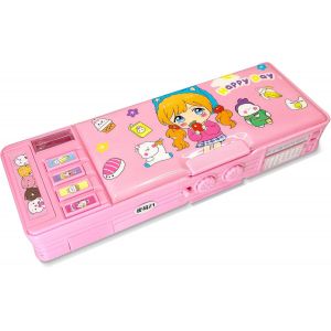 Maa-Trousse Multifonction Pop-Up Pour Garçons Et Filles - Motif Dessin Animé Mignon - Avec Taille-Crayon - Tableau Blanc - Meilleur Cadeau D'anniversaire, Rose 2, 1 Stück (1er Pack), Boîte À - Neuf