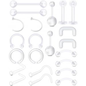 Nbgcm-Piercing Nez Studs 14g/16g/18g/20g/22g Clair Retenue Avec Coloré Cz Acrylique Bioflex Clair Retainers Studs De Nez Anneau De Nez Bijoux De Piercing Pour Femmes Hommes - Neuf