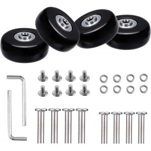 Roulette Valise,4pcs roulettes Valise,Noire Roulette Valise Remplacement avec Pièces de Rechange pour Essieux Métalliques,Porteur,Double Roulement,Roue Valise pour Chariot,Valise - Neuf