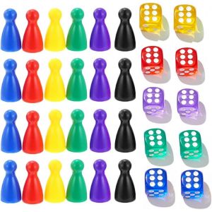 10 Pi&egrave;ces Jeu De D&eacute;s Et 24 Pions, Cubes De Jeu, Acrylique, Jeu De D&eacute;s, Jeu De Table (Couleur)[Z1274] - Neuf