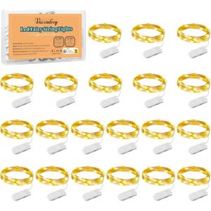 Guirlande Lumineuse [Lot De 20], Mini Guirlande Led A Pile 1m 10 Leds Fil De Cuivre Intérieur Et Extérieur Décoration Lumière Pour Chambre Noël Mariage Fête Soirée Maison Jardin (Blanc Chaud) - Neuf