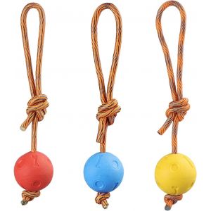 3 Pieces Dog Balls With Twine,Dog Balls 6 Cm,Dog Play Balls,Elastic Solid Rubber Balls - Neuf
