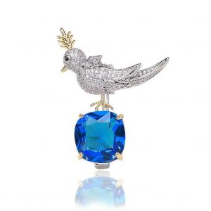Bleu Cristal Broche En Forme D'oiseau Mignon Strass Animal De Bijoux Pour Les Femmes, La Fête De Mariage D'anniversaire D'accessoires De Robe - Neuf