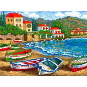 Kit Point De Croix Compt&eacute; Andriana "Baie D&rsquo;Azur" 35x26 Cm - Neuf